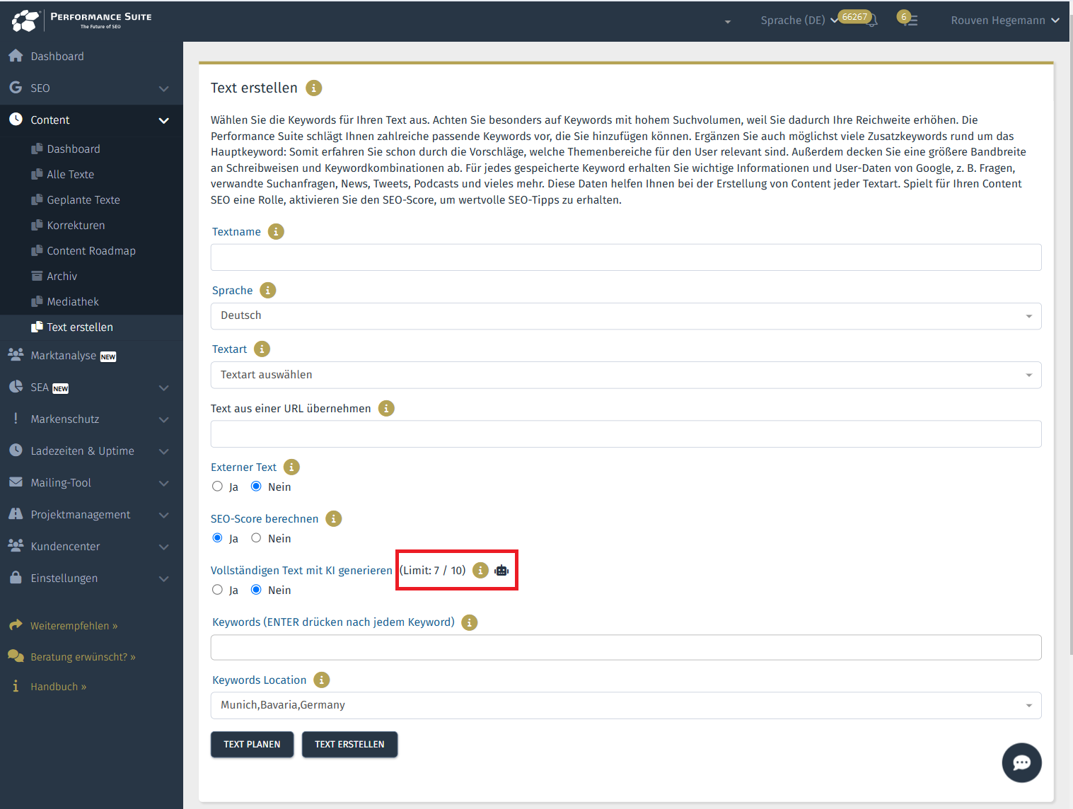 10 komplette KI-Texte pro Monat sind inklusive