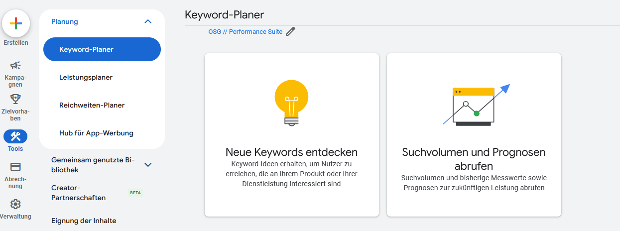Keyword Planner von Google