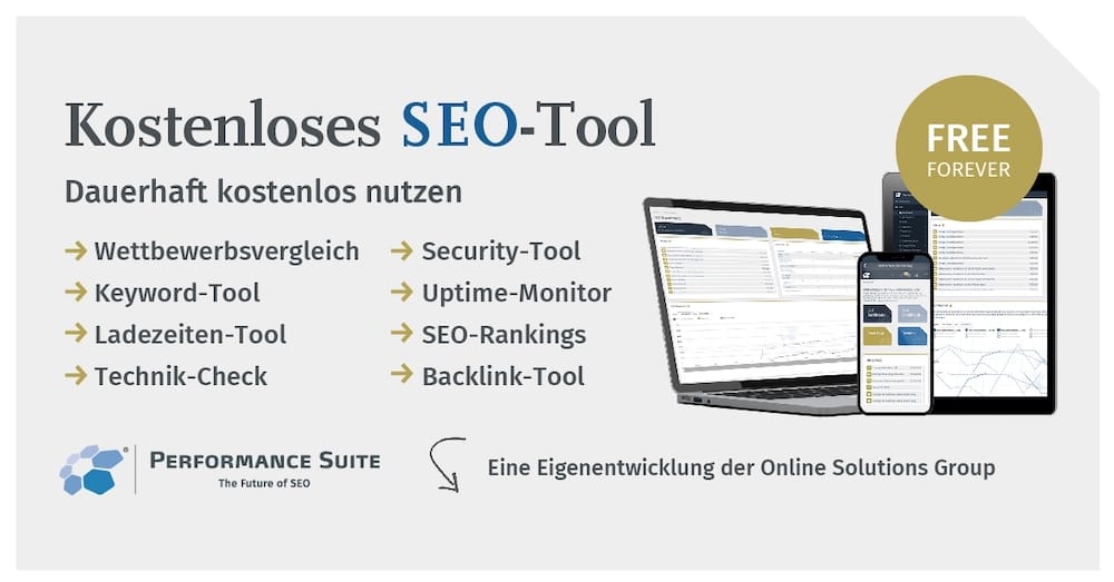 Kostenloses SEO Tool Performance Suite