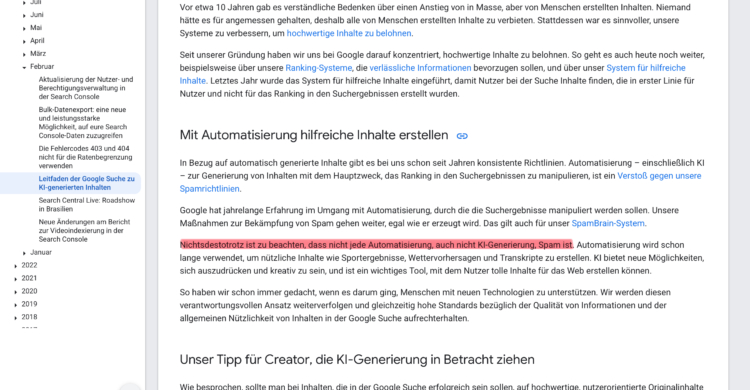 Leitfaden Google KI-Texte