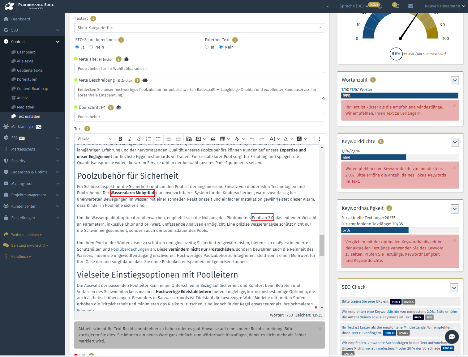 Die KI integriert die Produktdetails in den Text