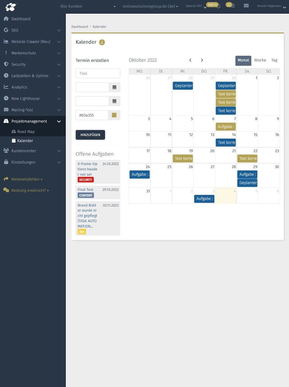 Projektmanagement-Tool: Kalender