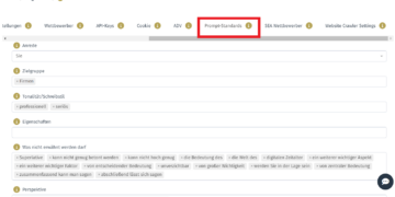 Prompt-Standards hinterlegen und dauerhaft speichern